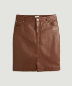Hot Rodier Jupe en cuir marron