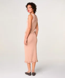 Clearance Rodier Jupe longue brodée rose poudré