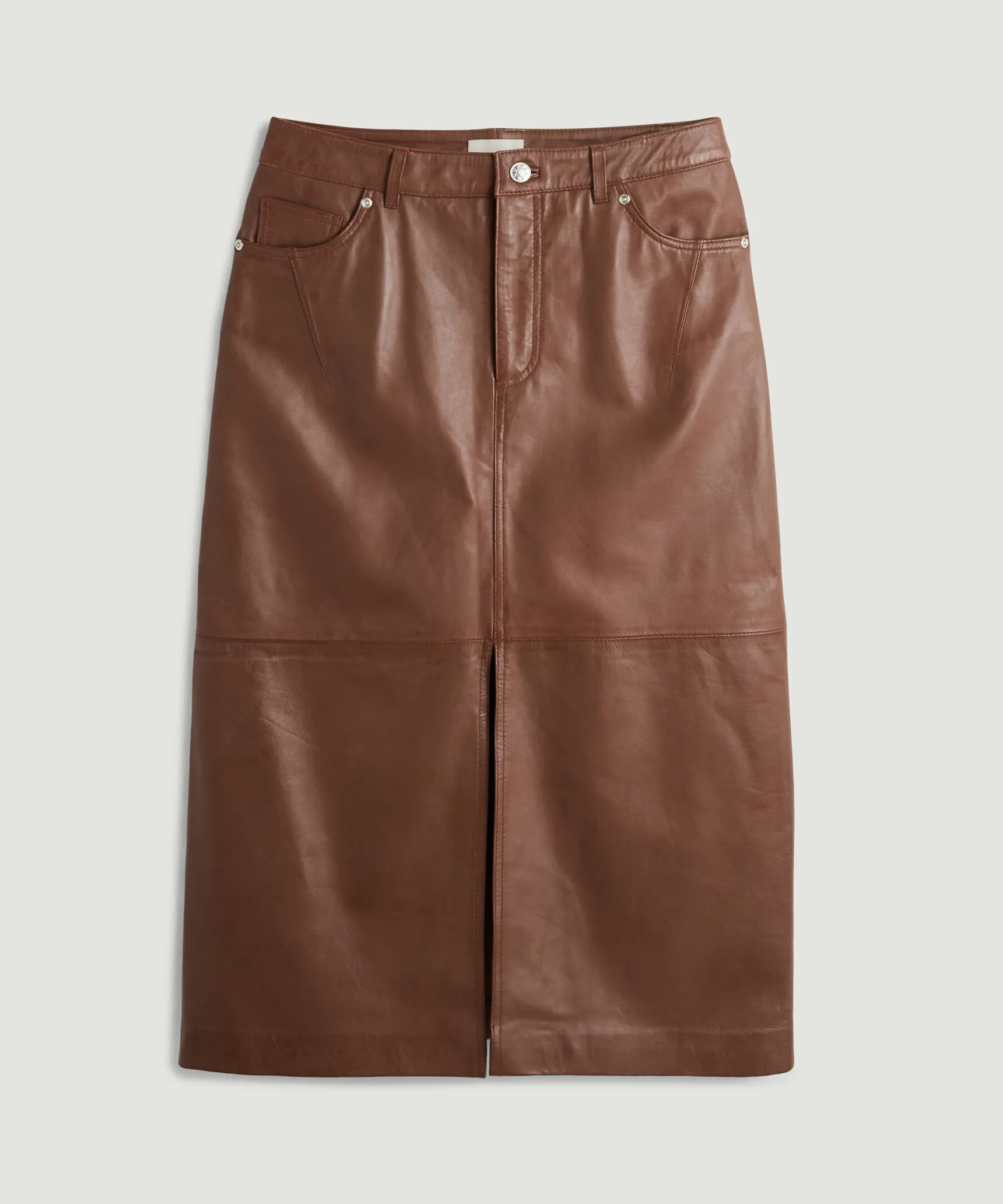 Clearance Rodier Jupe longue droite en cuir marron