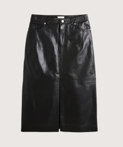 Discount Rodier Jupe longue droite en cuir noire