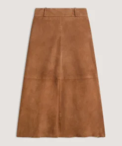 Sale Rodier Jupe longue en cuir de chèvre velours camel