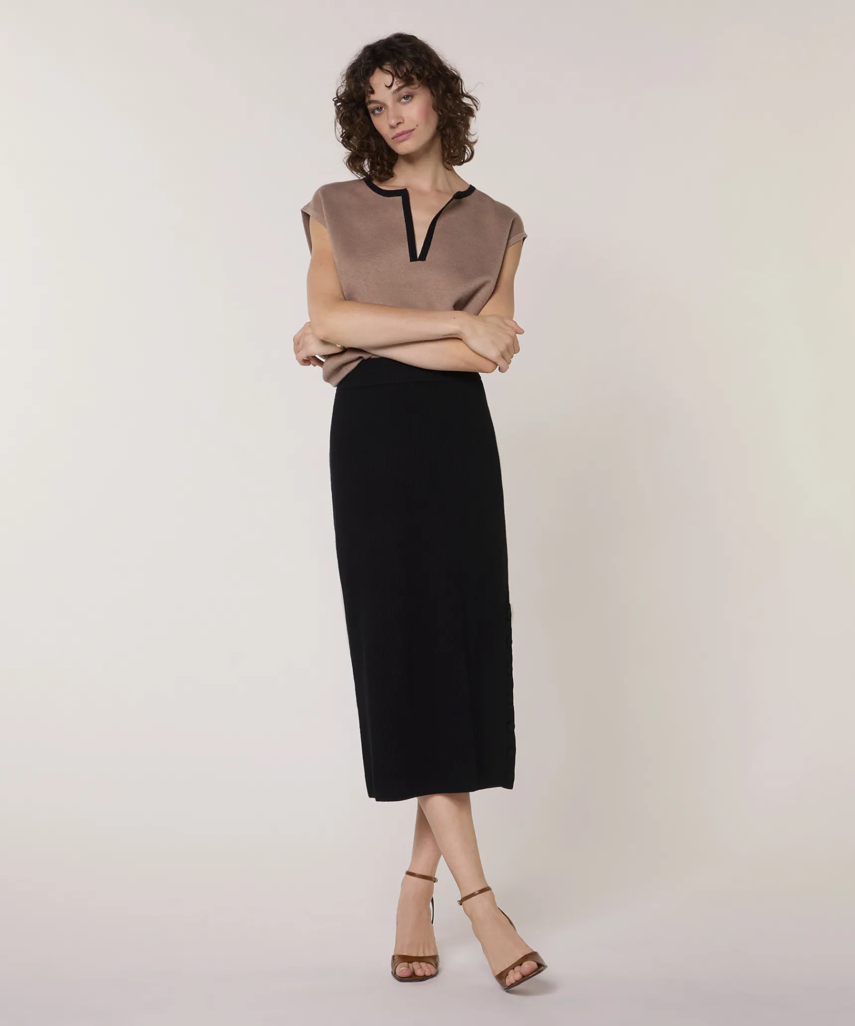 Rodier Jupe longue en maille noir