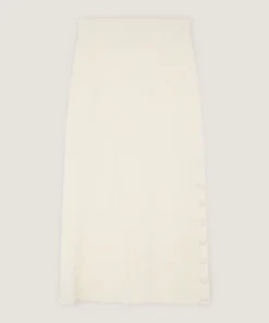 Hot Rodier Jupe longue en maille blanc écru