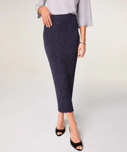 Clearance Rodier Jupe longue en maille lurex bleu marine