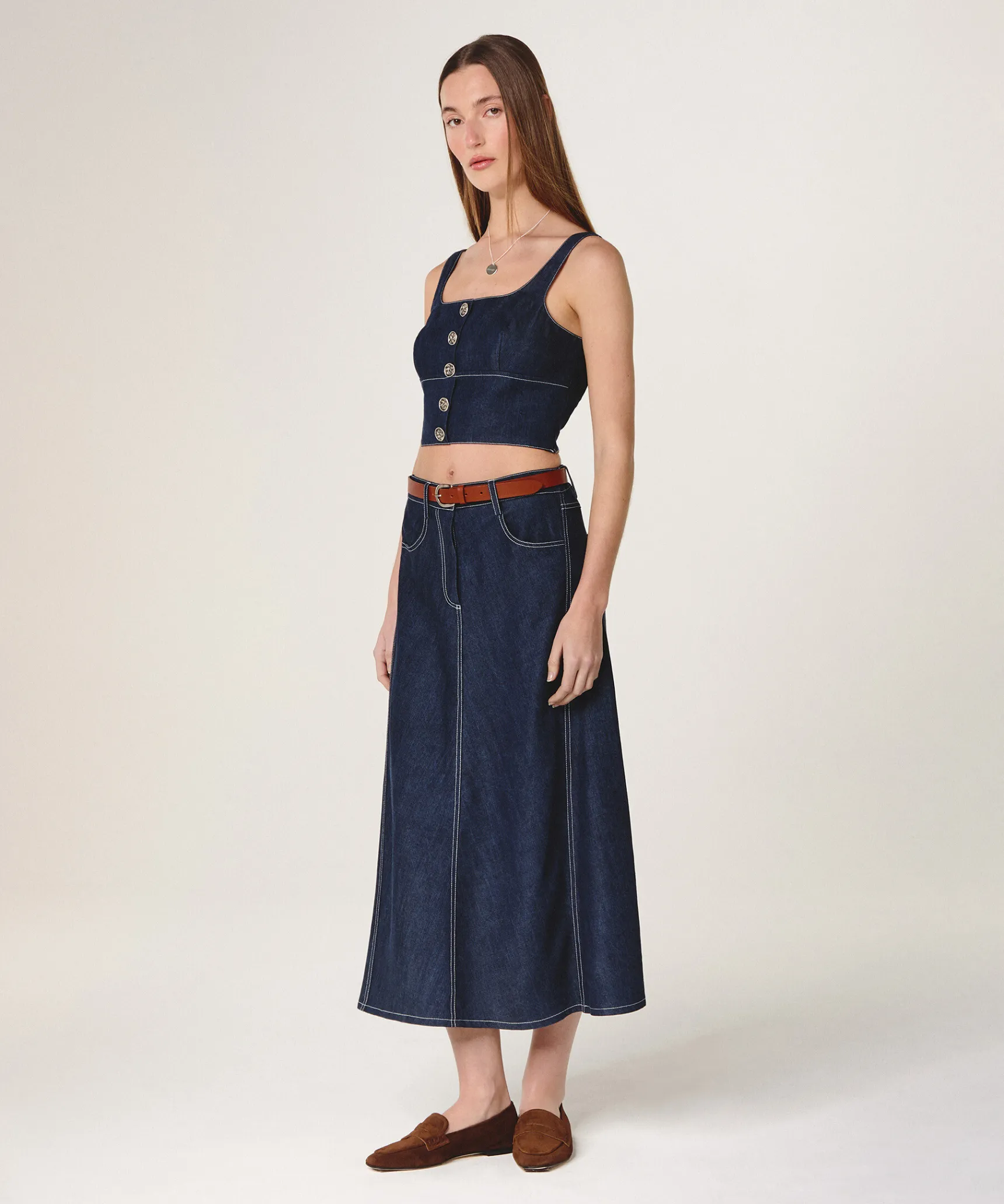 Online Rodier Jupe longue jean bleu denim