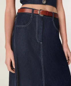 Online Rodier Jupe longue jean bleu denim
