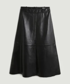 Sale Rodier Jupe longue évasée en cuir noire