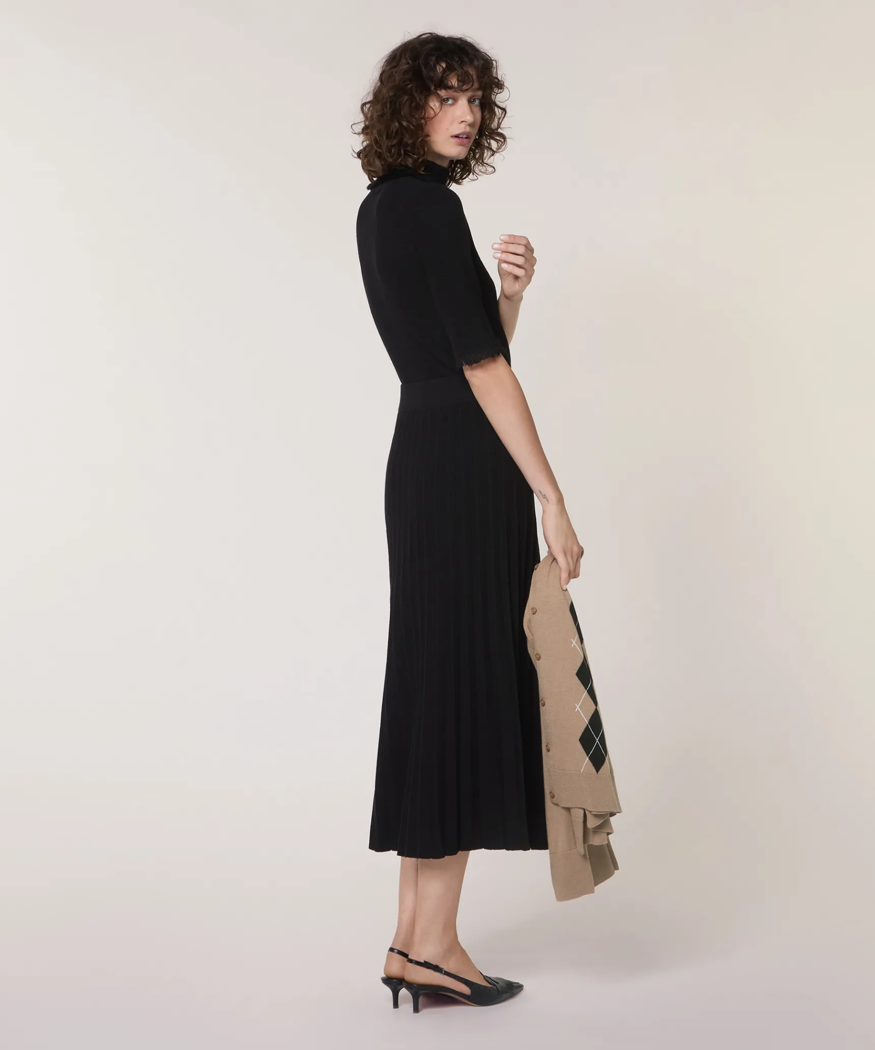 Online Rodier Jupe plissée en maille noir