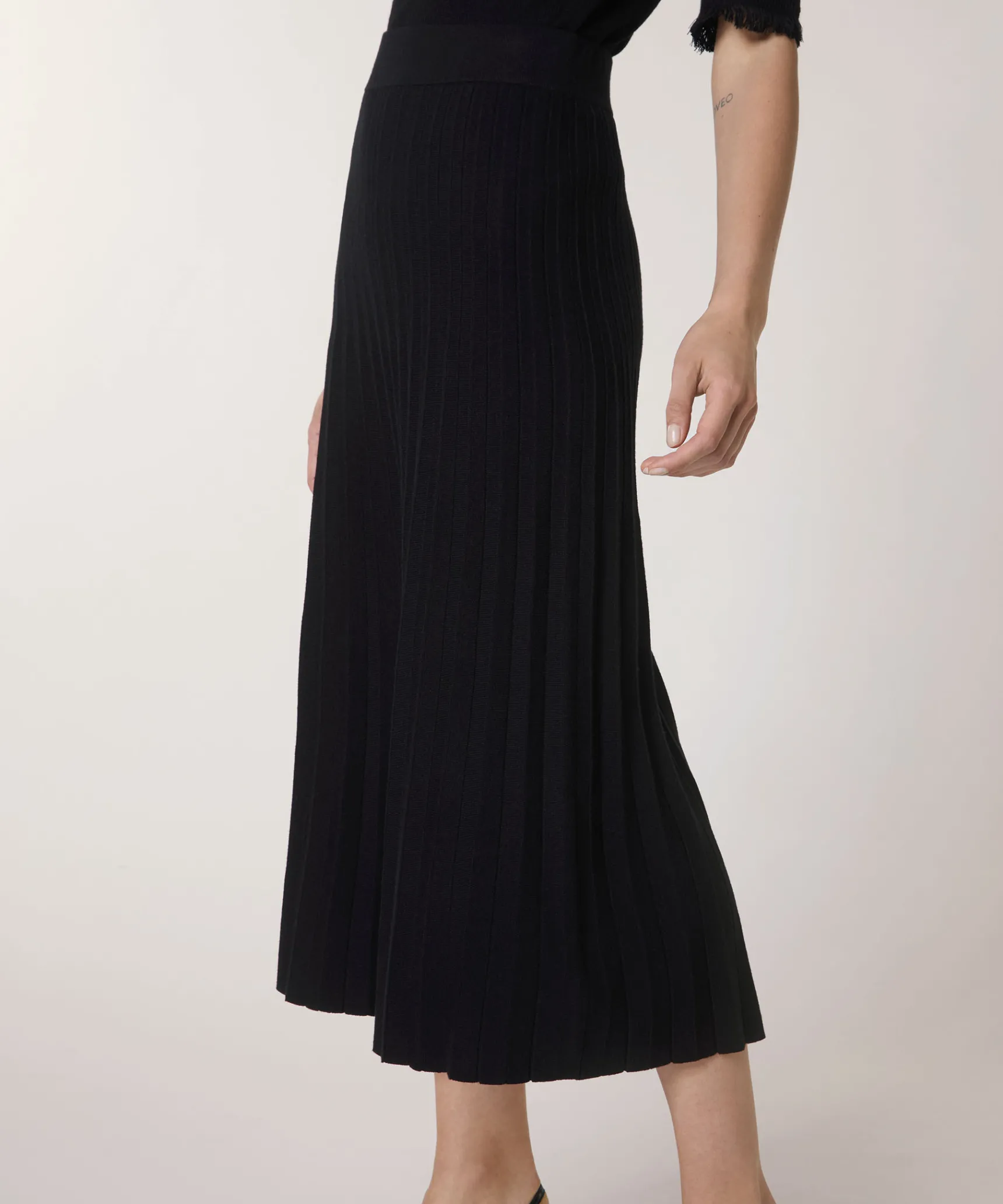Online Rodier Jupe plissée en maille noir