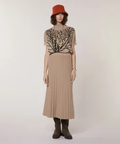 Online Rodier Jupe plissée en maille marron moka