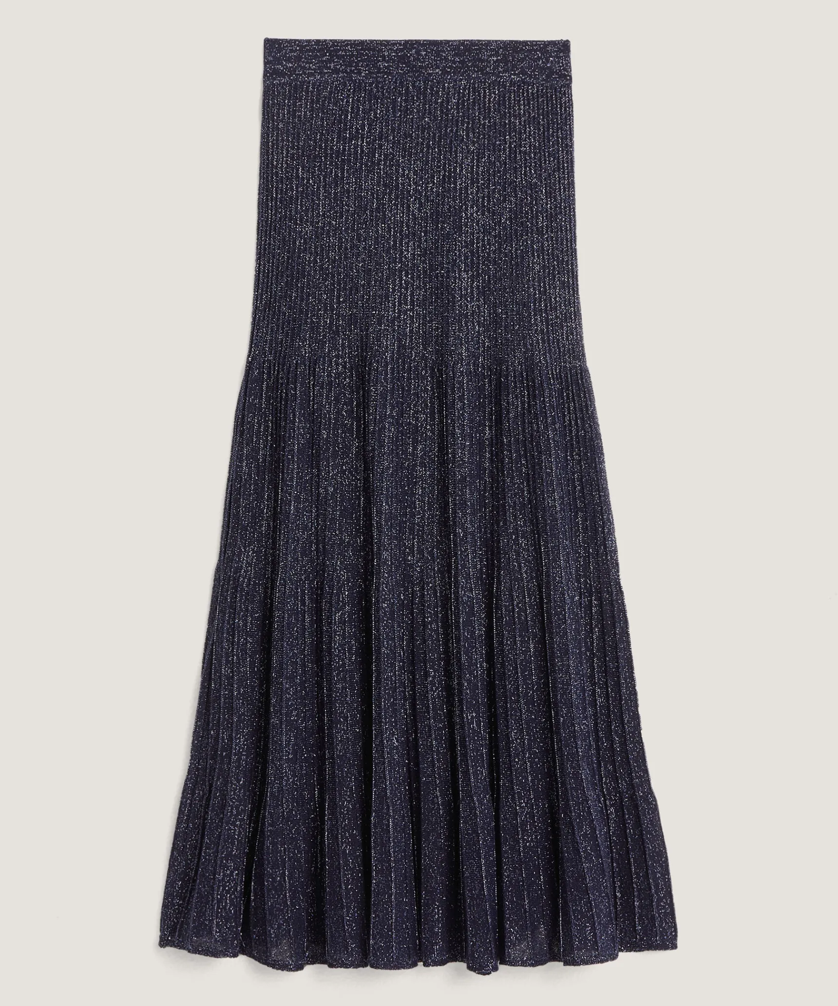 Best Rodier Jupe plissée longue en maille lurex bleu marine