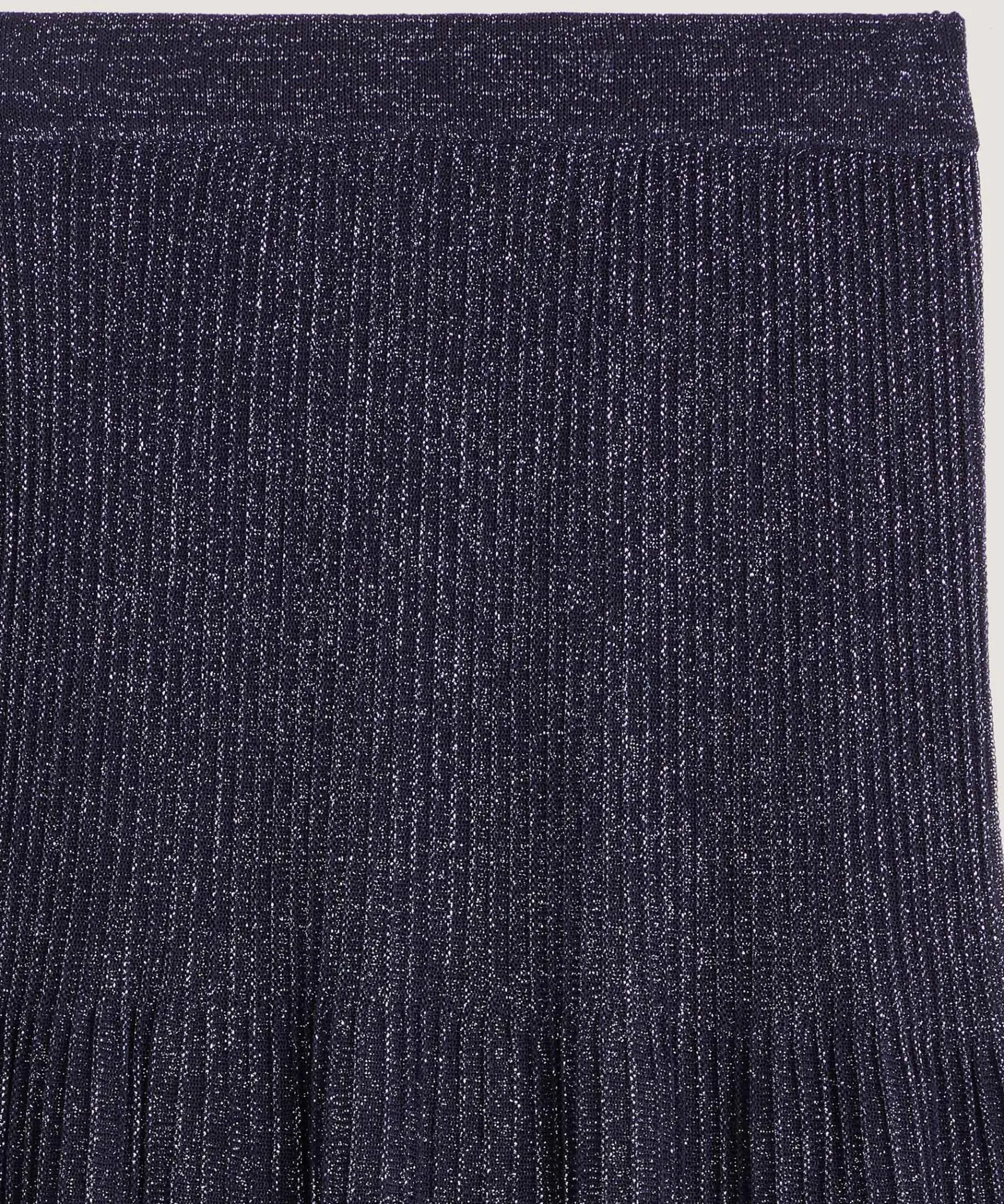 Best Rodier Jupe plissée longue en maille lurex bleu marine