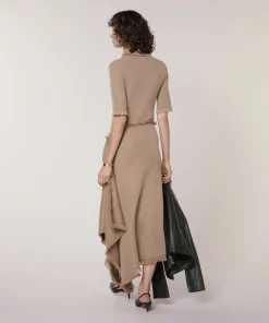 Rodier Jupe portefeuille en maille marron moka