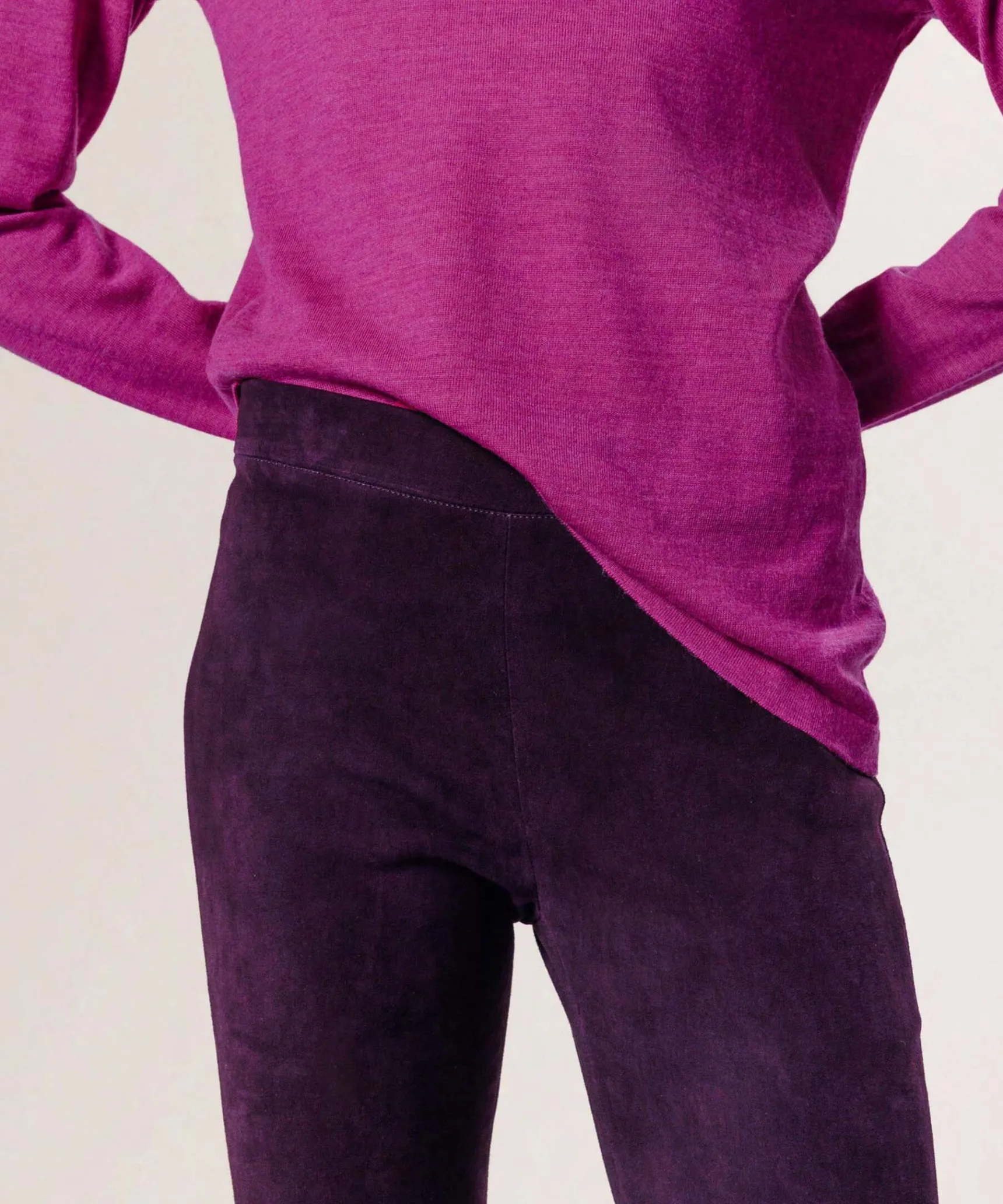 Outlet Rodier Legging en peau d'agneau stretch violet foncé