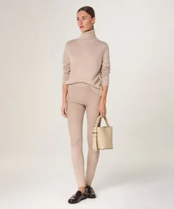 Hot Rodier Legging en peau d'agneau stretch beige