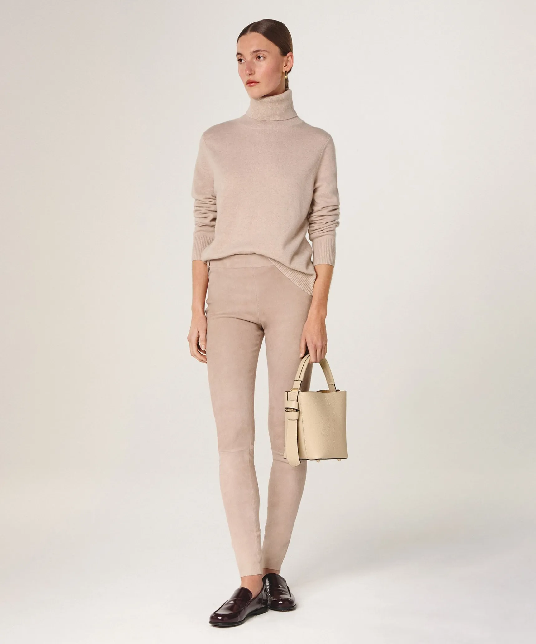 Hot Rodier Legging en peau d'agneau stretch beige