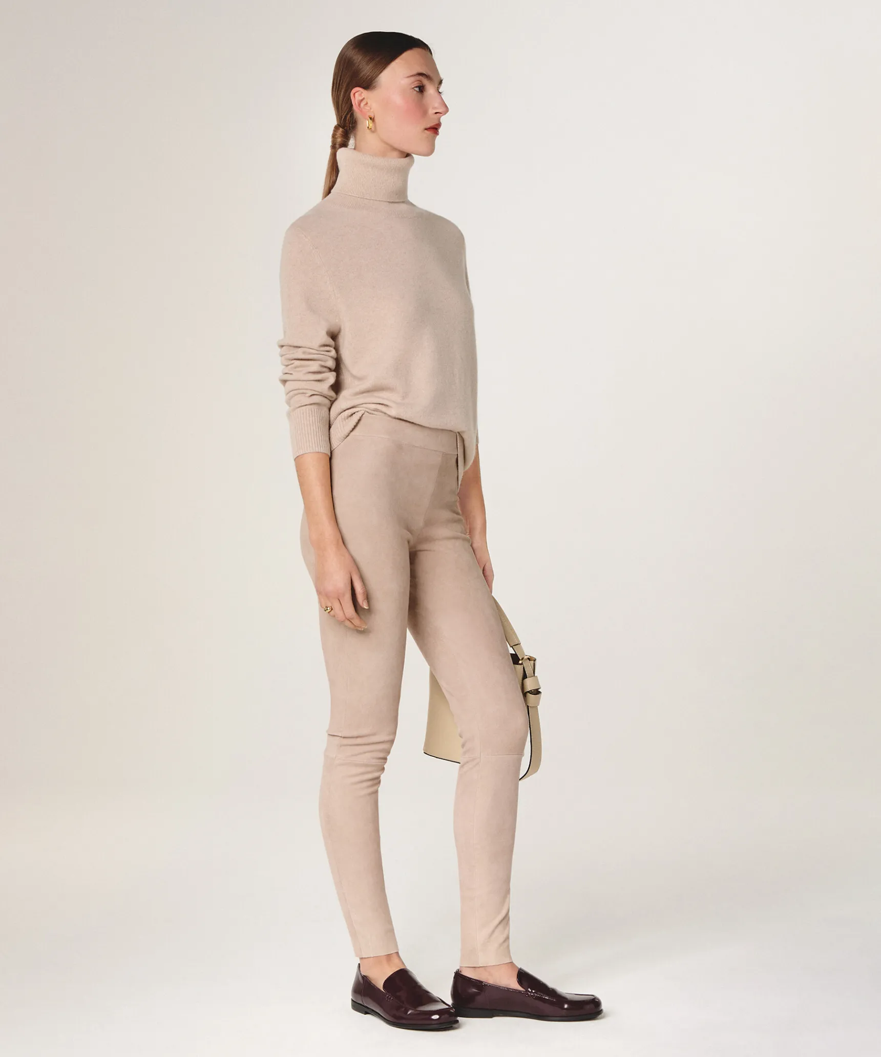 Hot Rodier Legging en peau d'agneau stretch beige