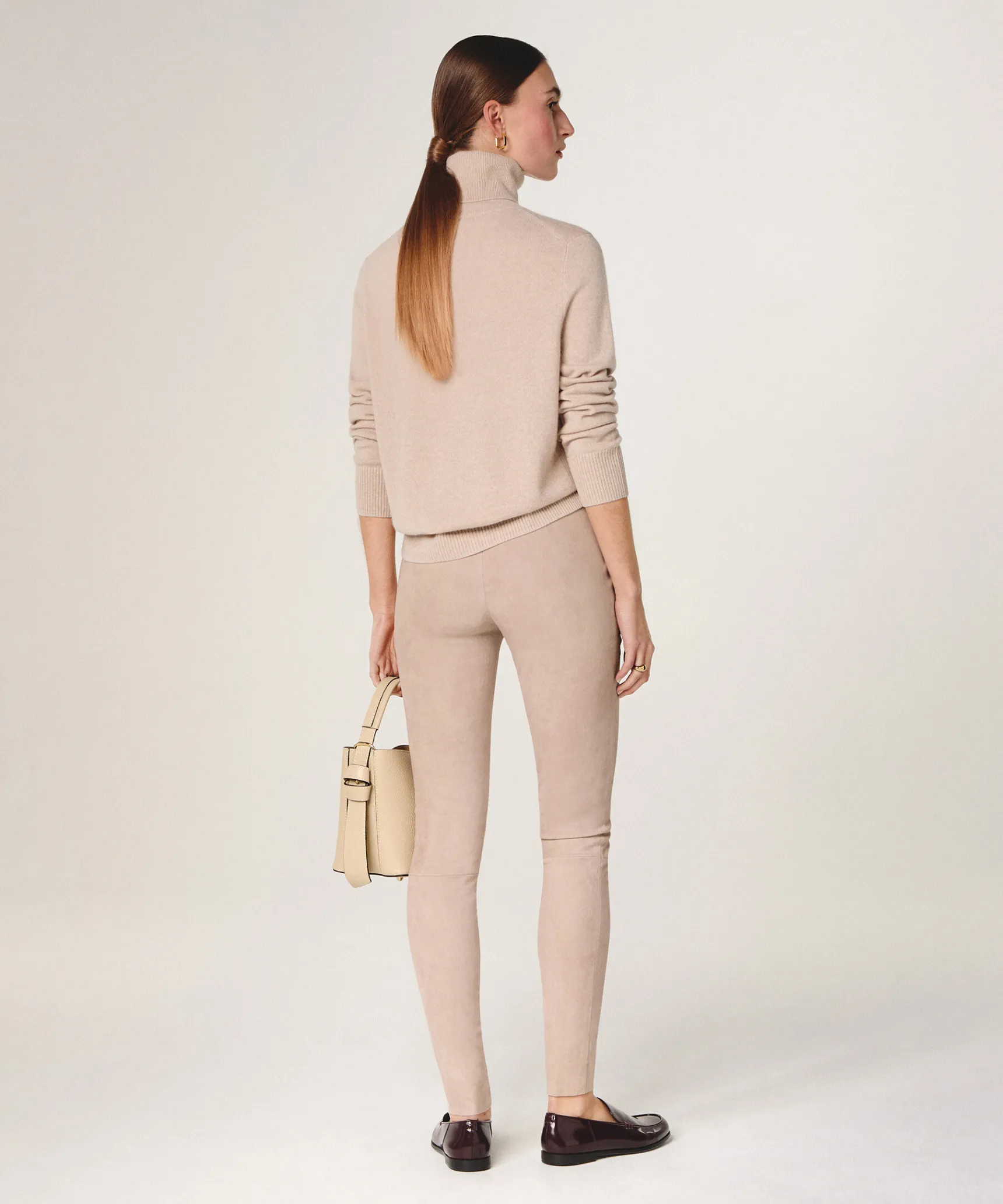 Hot Rodier Legging en peau d'agneau stretch beige