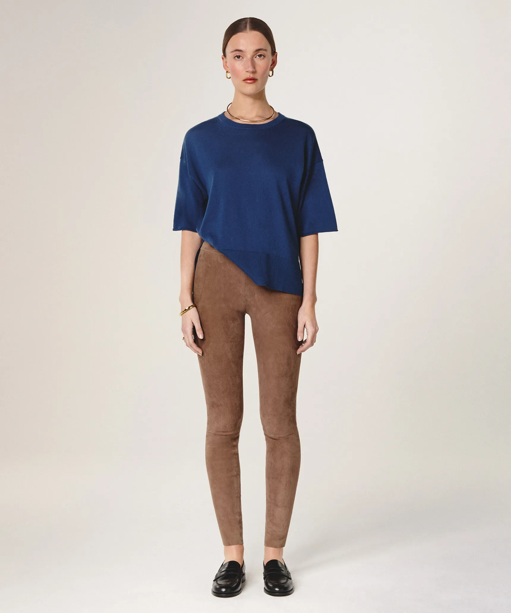 Outlet Rodier Legging en peau d'agneau stretch marron glacé