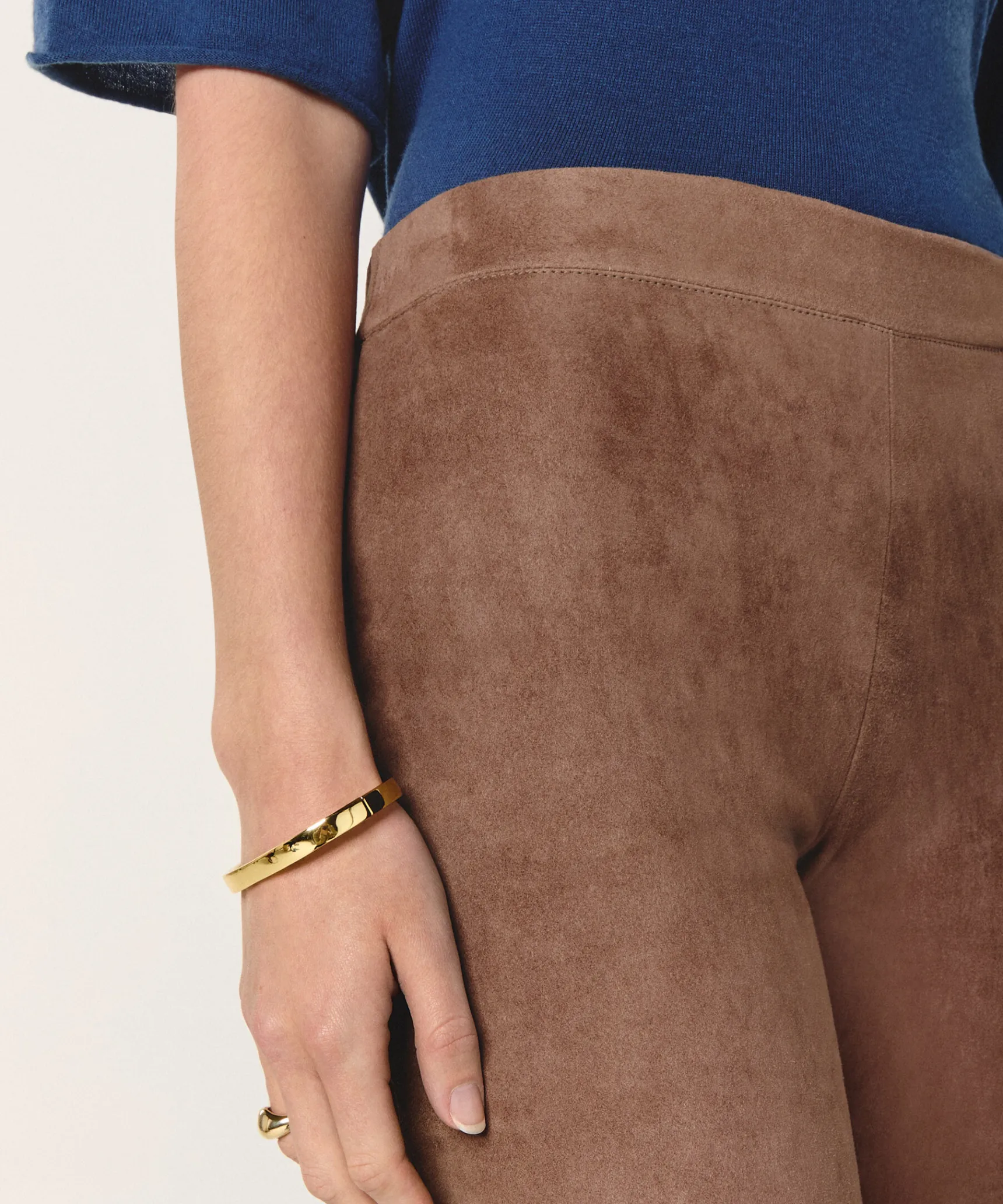 Outlet Rodier Legging en peau d'agneau stretch marron glacé