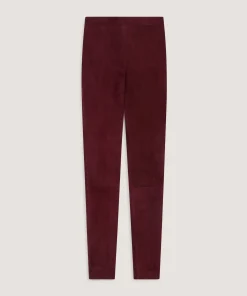 Hot Rodier Legging en peau d'agneau stretch rouge bordeaux