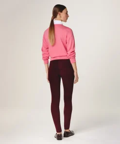 Hot Rodier Legging en peau d'agneau stretch rouge bordeaux