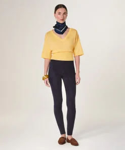 Online Rodier Legging en peau d'agneau stretch bleu marine