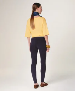 Online Rodier Legging en peau d'agneau stretch bleu marine