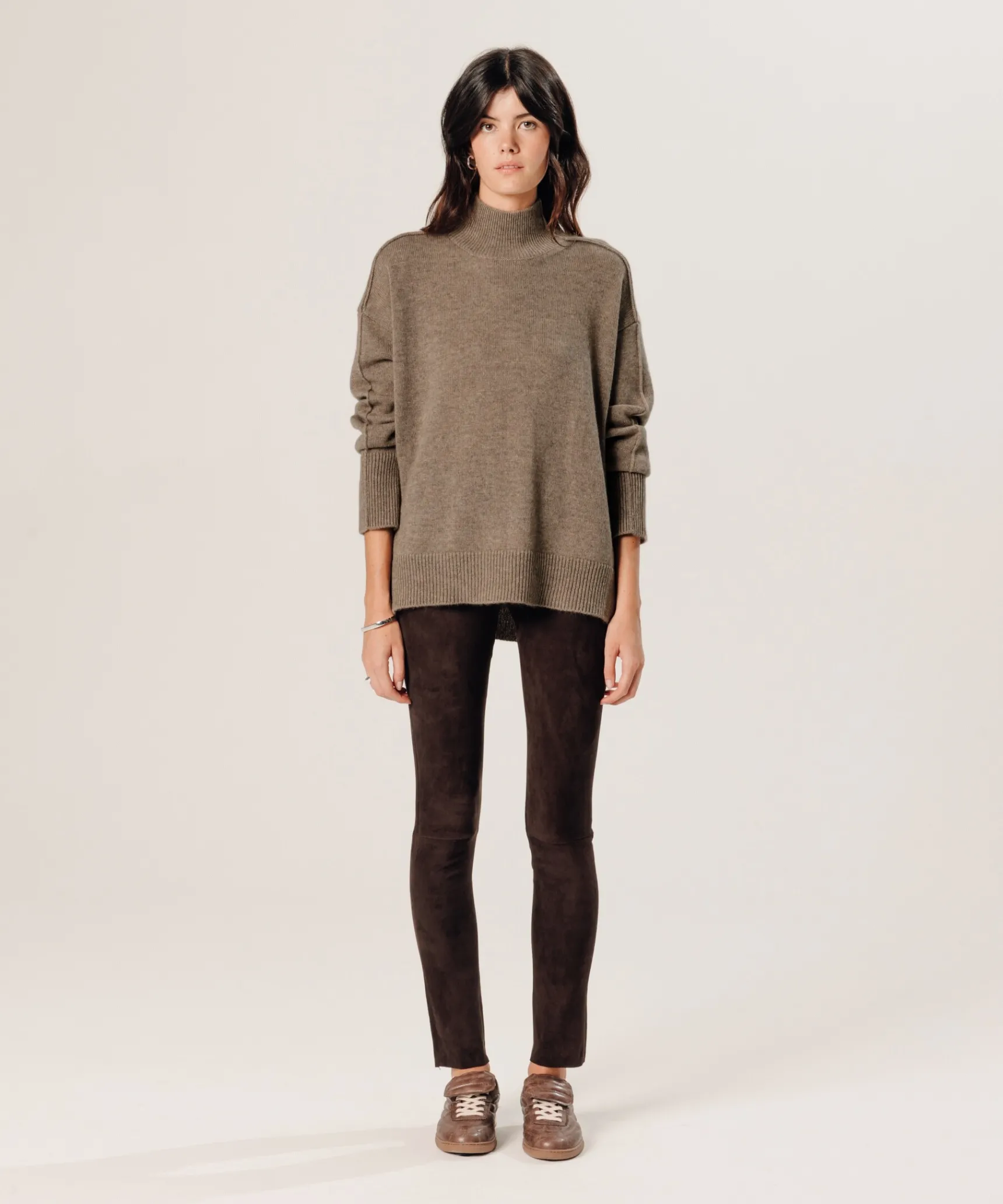 Discount Rodier Legging en peau d'agneau stretch marron foncé