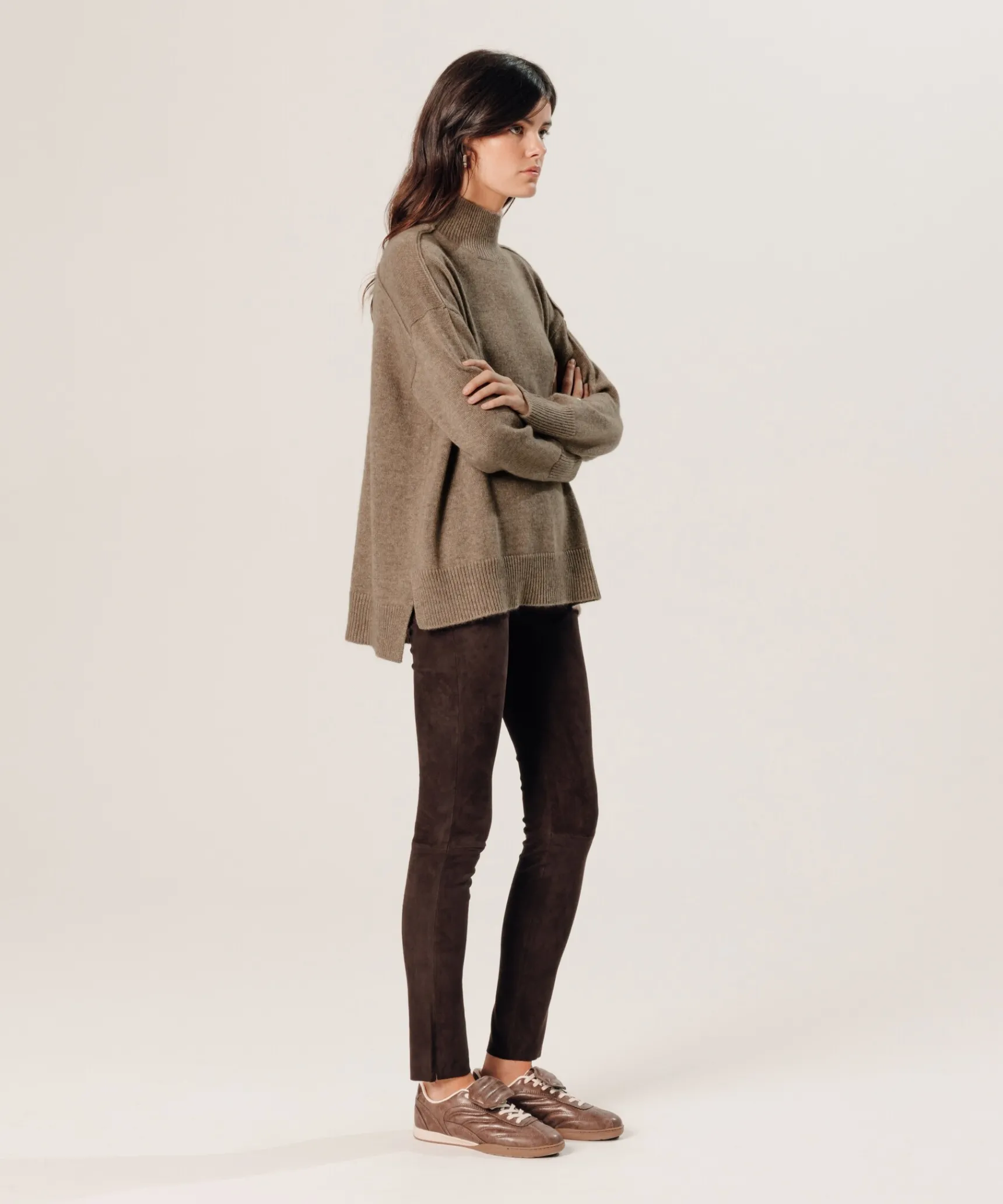 Discount Rodier Legging en peau d'agneau stretch marron foncé