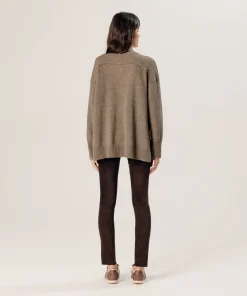 Discount Rodier Legging en peau d'agneau stretch marron foncé