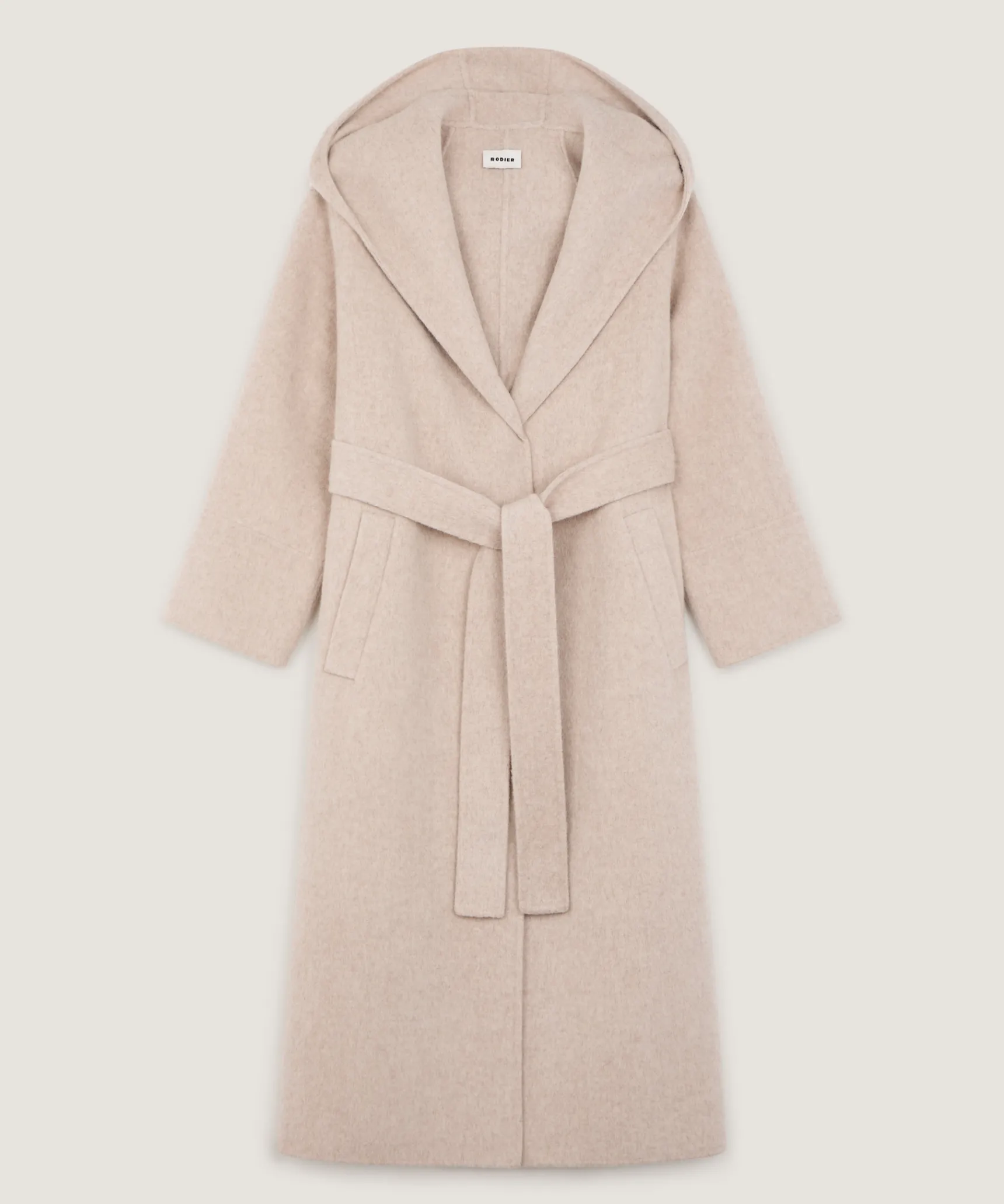Outlet Rodier Manteau à capuche en laine beige chiné