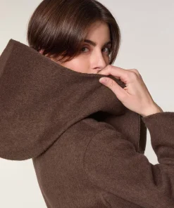 Sale Rodier Manteau à capuche en laine marron