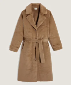 New Rodier Manteau long fausse fourrure marron camel