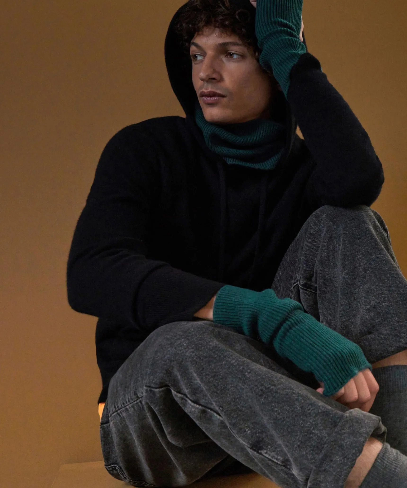 Rodier Mitaines en cachemire vert canard