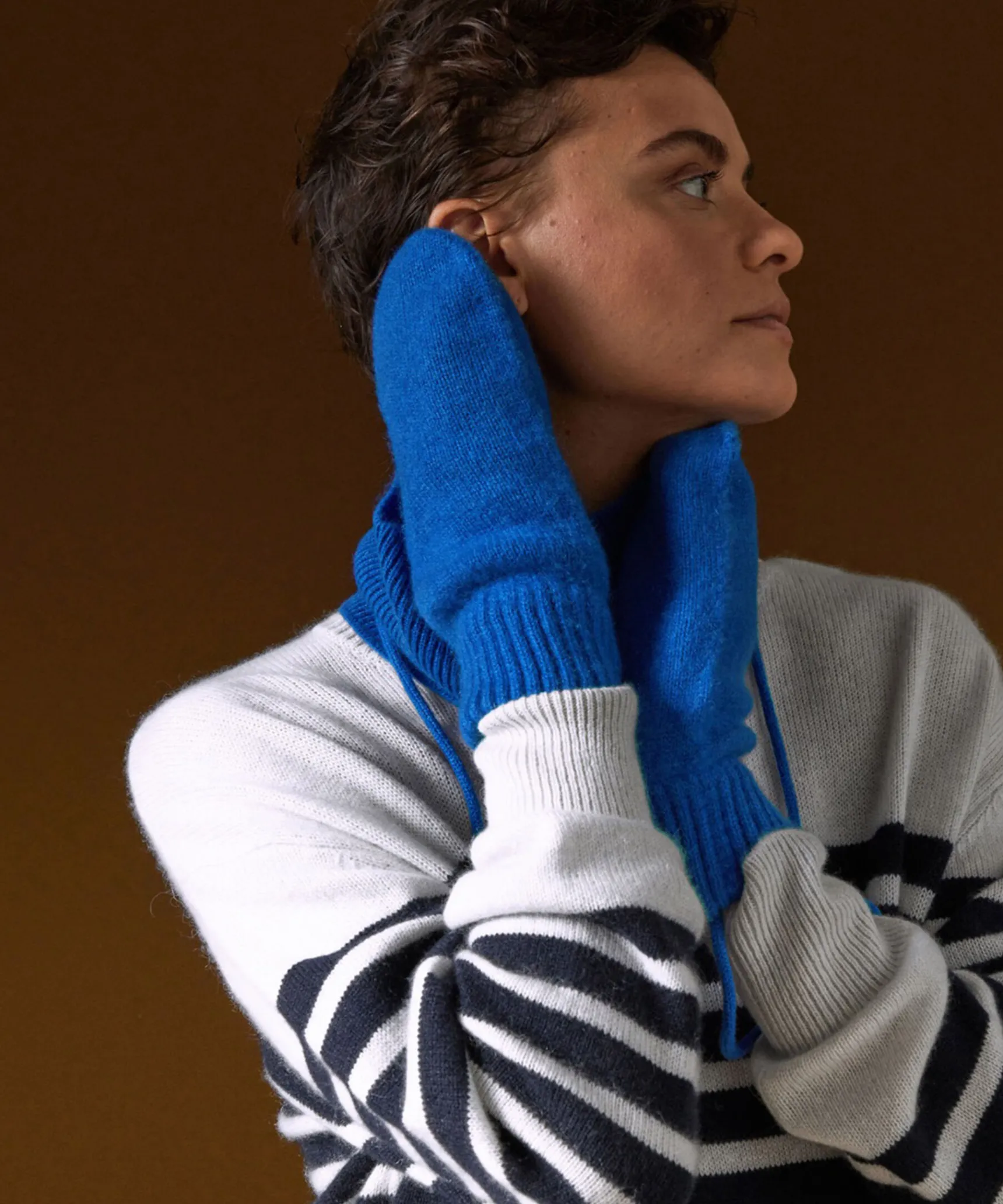 Hot Rodier Moufles en cachemire bleu outremer