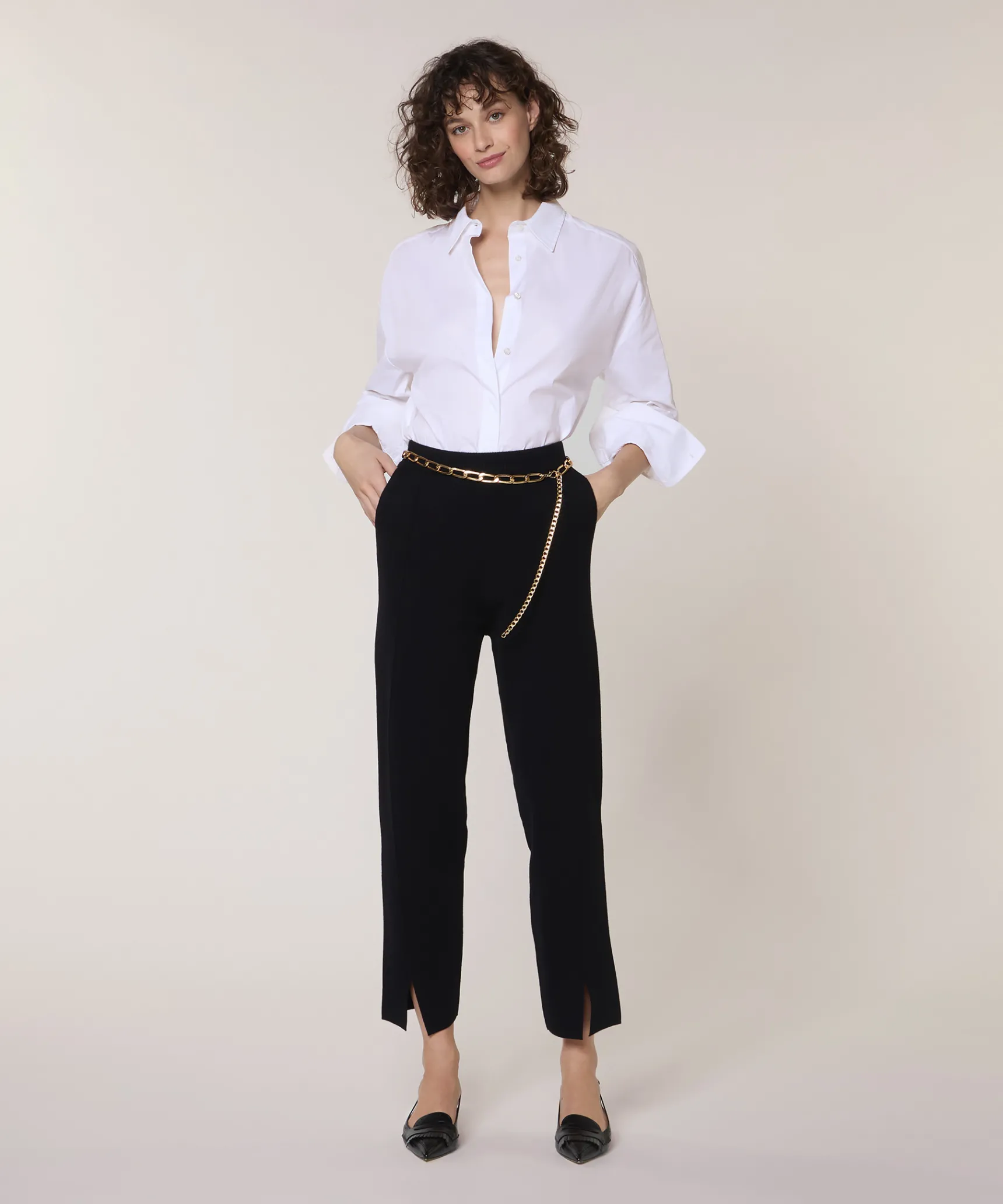 Clearance Rodier Pantalon cigarette en maille milano noir
