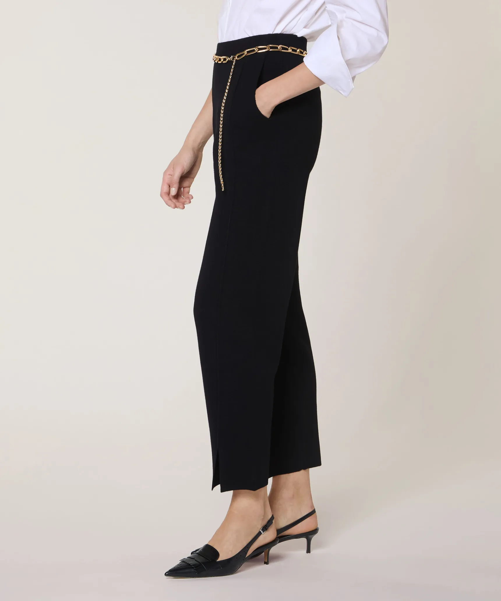 Clearance Rodier Pantalon cigarette en maille milano noir