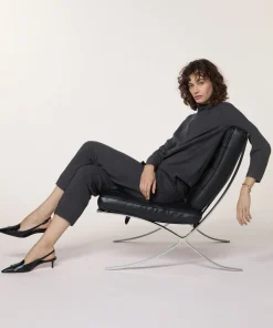 Rodier Pantalon cigarette en maille milano gris foncé