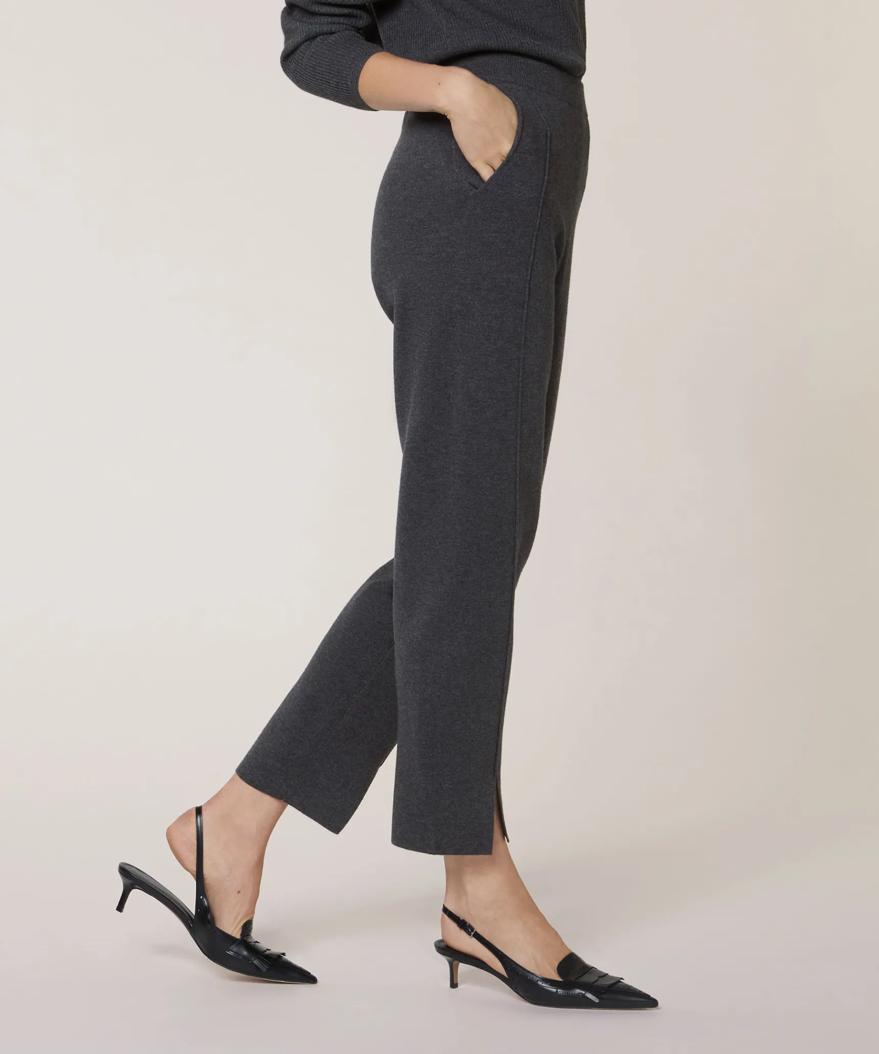Rodier Pantalon cigarette en maille milano gris foncé