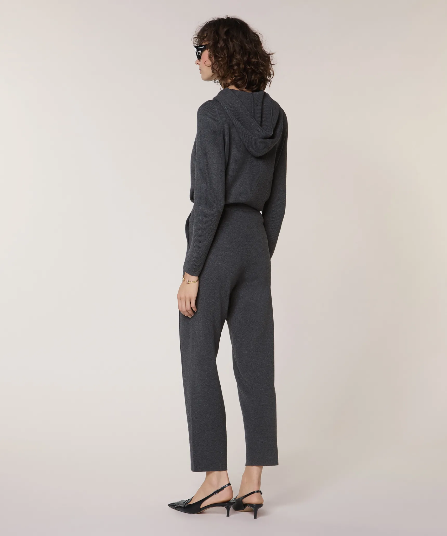 Rodier Pantalon cigarette en maille milano gris foncé