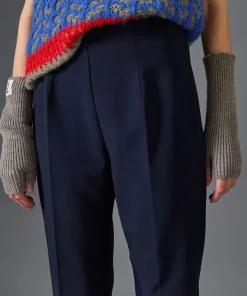 New Rodier Pantalon cigarette taille haute bleu marine