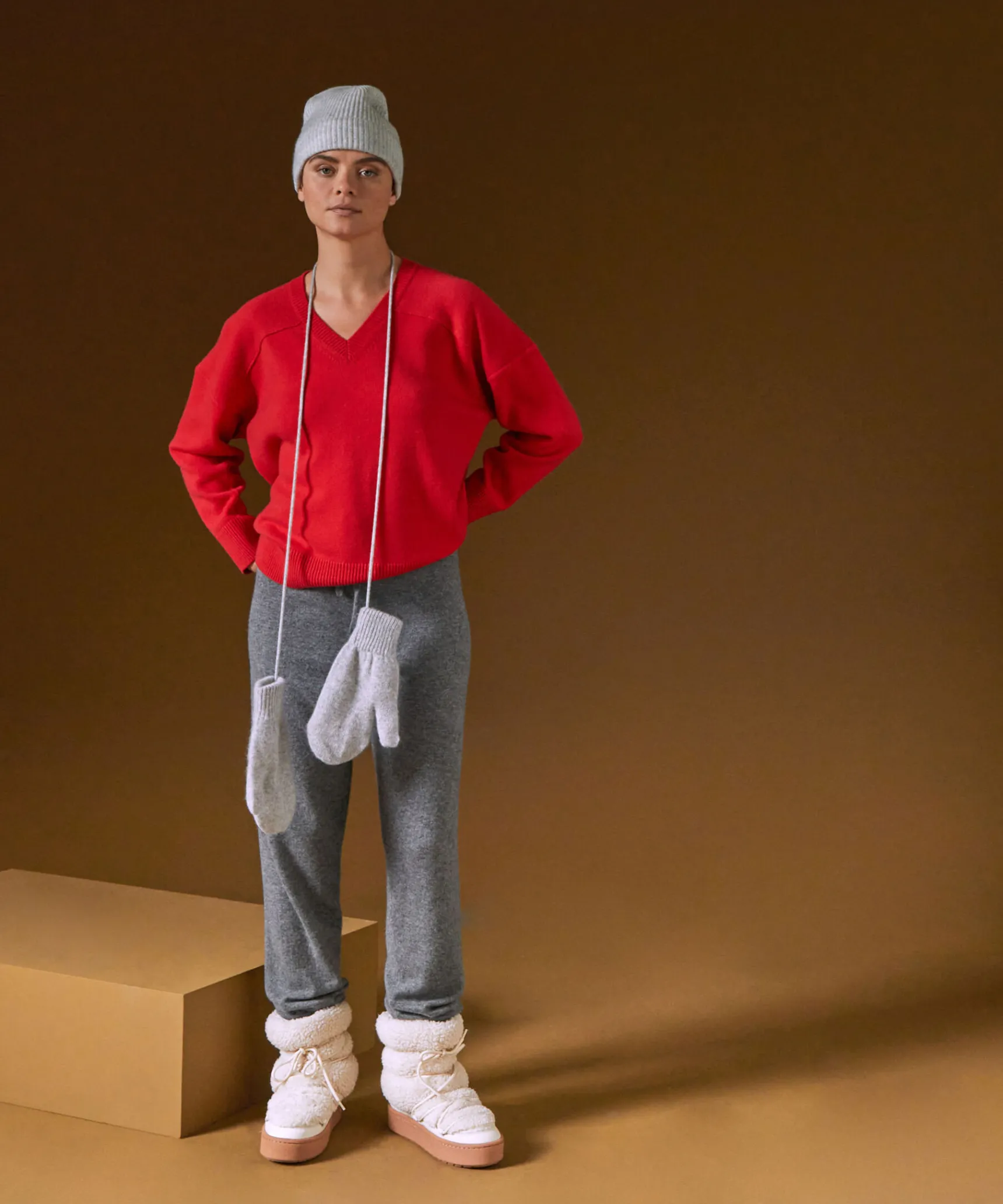 Online Rodier Pantalon droit en cachemire gris moyen