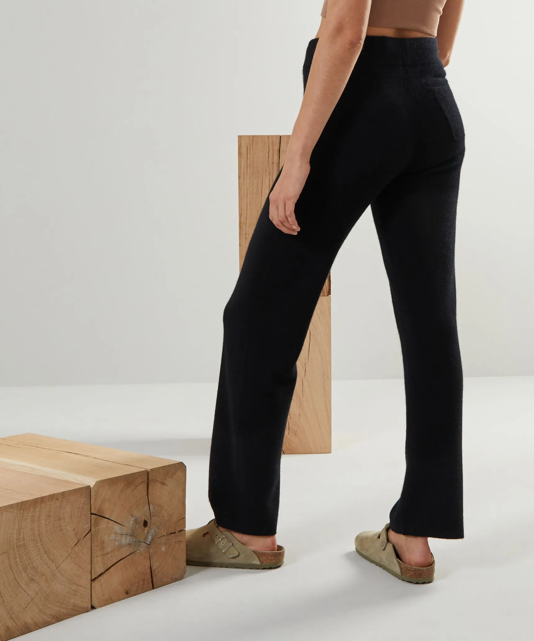 Clearance Rodier Pantalon droit en cachemire 2 fils noir