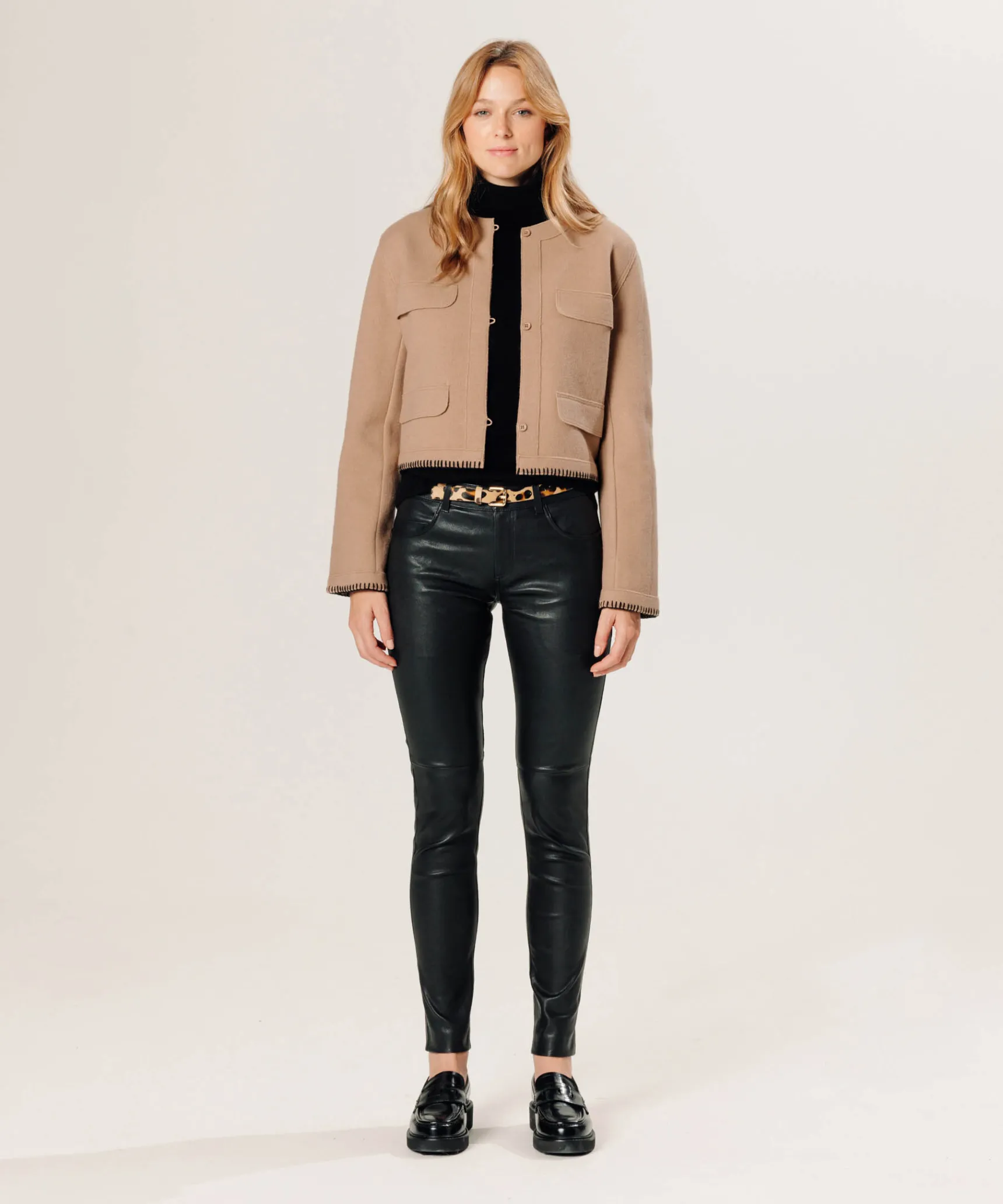 Discount Rodier Pantalon en cuir stretch noir
