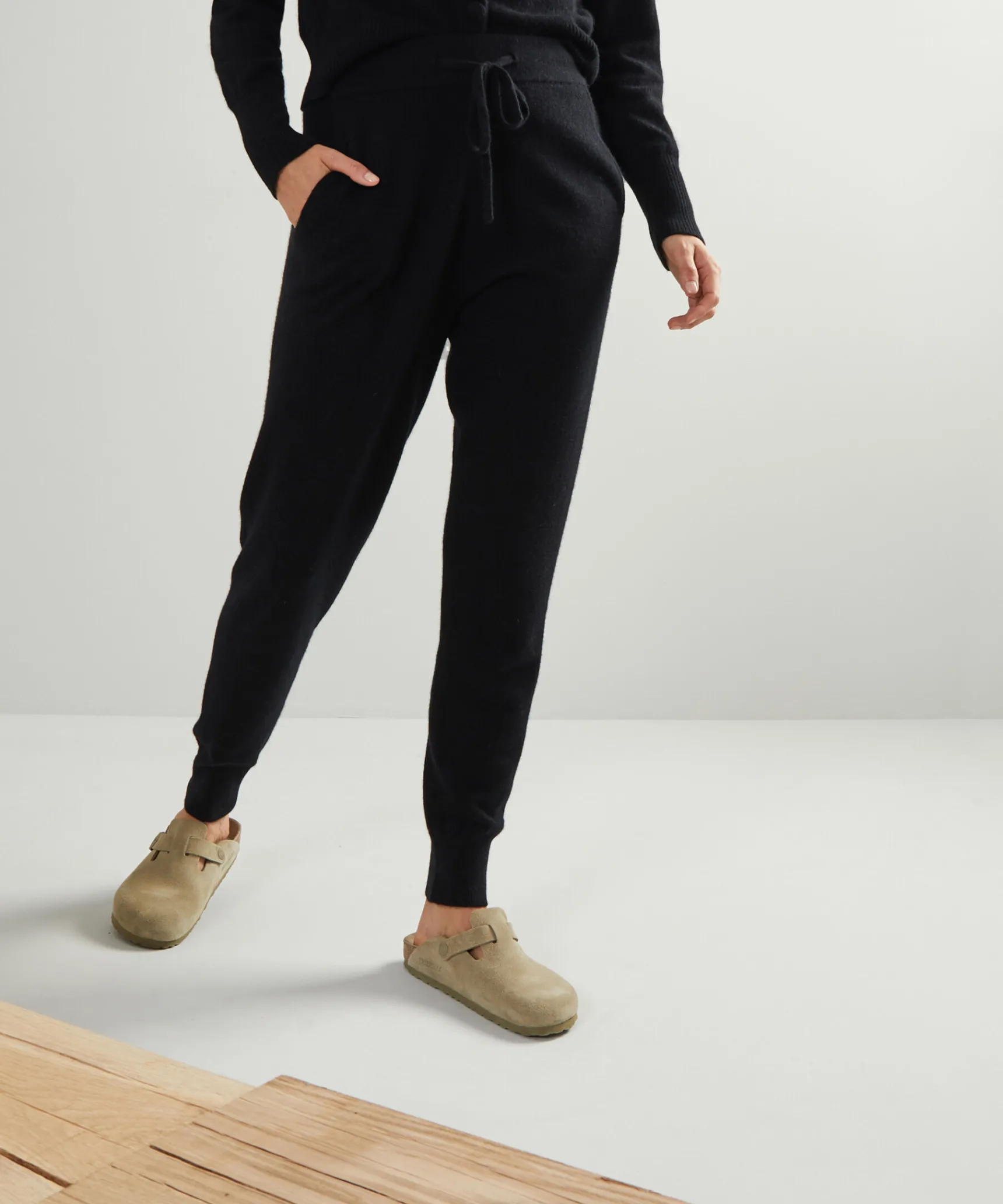 Rodier Pantalon jogging en cachemire 2 fils noir
