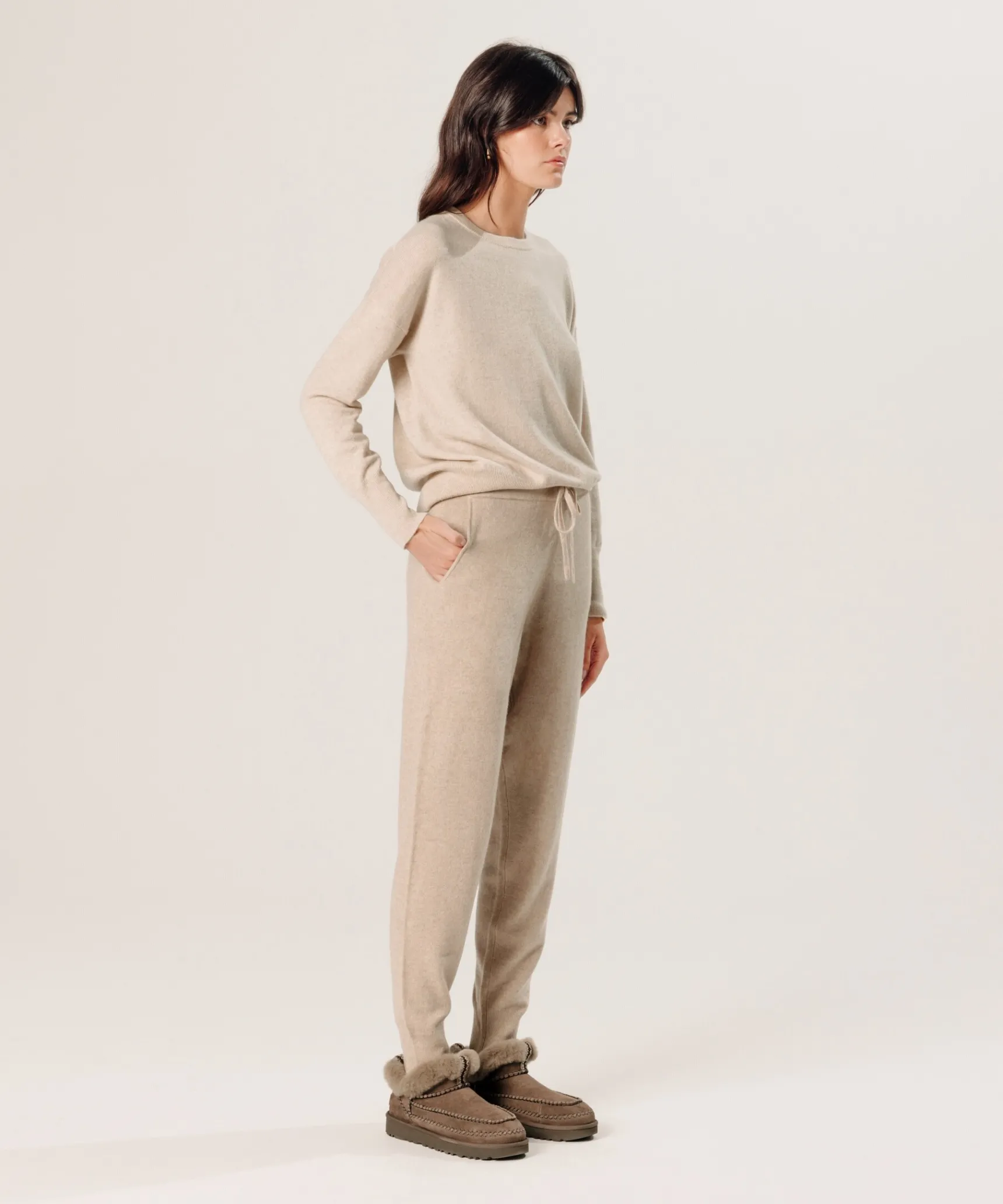 Best Rodier Pantalon jogging en cachemire 2 fils beige