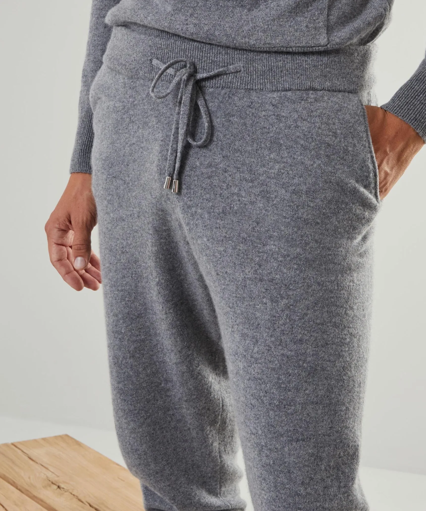 Clearance Rodier Pantalon jogging homme en cachemire 2 fils gris moyen