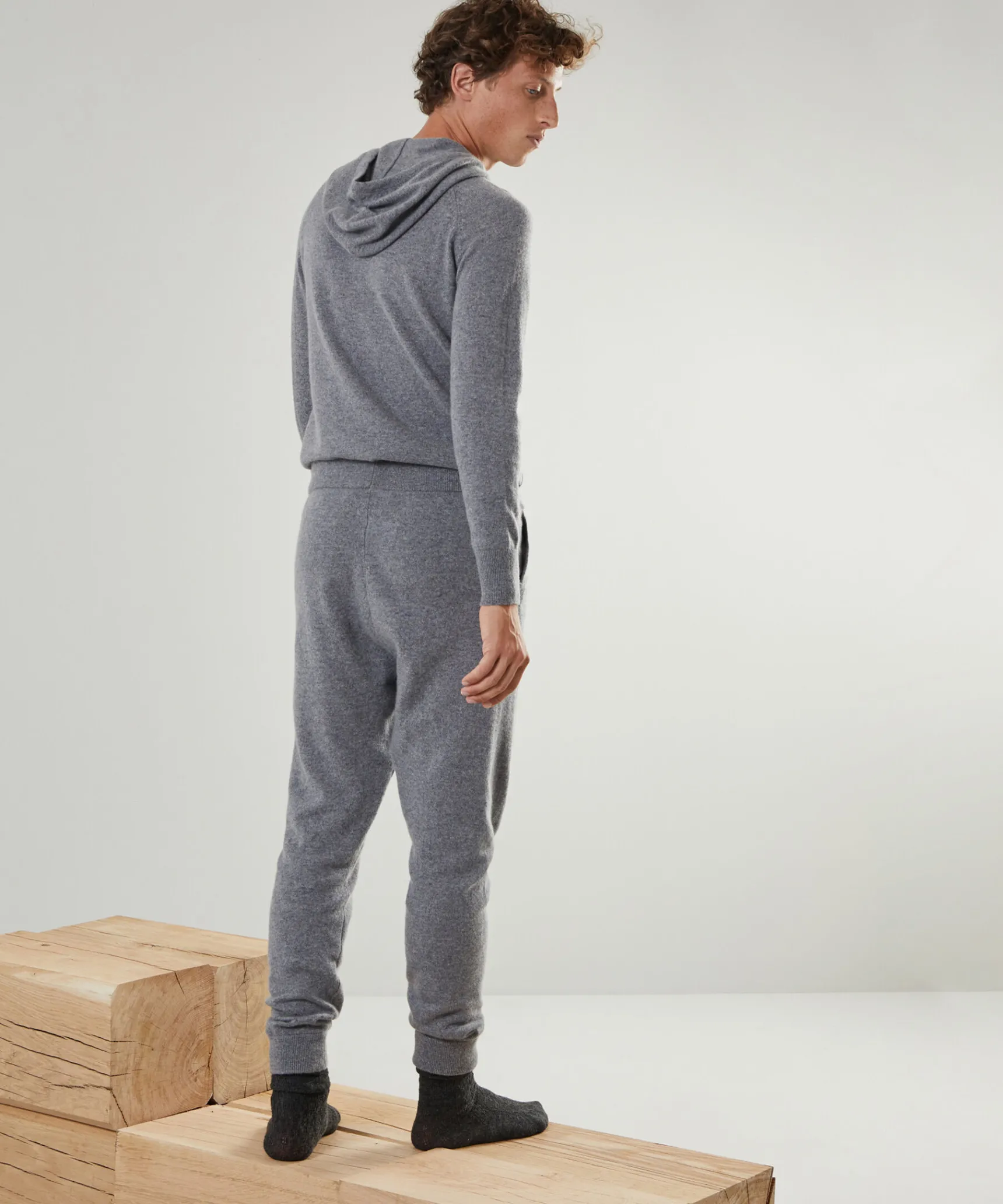 Clearance Rodier Pantalon jogging homme en cachemire 2 fils gris moyen