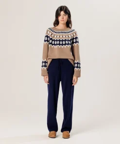 Sale Rodier Pantalon large en cachemire bleu marine